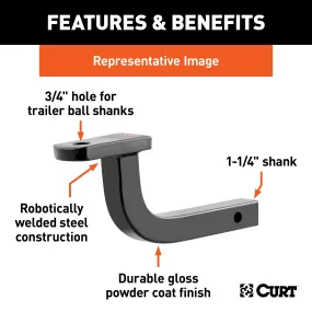 CURT 45000 Class 2 Ball Mount (1-1/4in. Shank; 3;500 lbs.; 3-7/8in. Rise; 13-1/2in. Long)