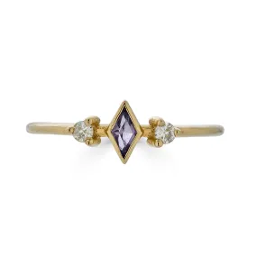 Delicate Rose de France and Moissanite Accent Kite Ring, 14k Rose Gold