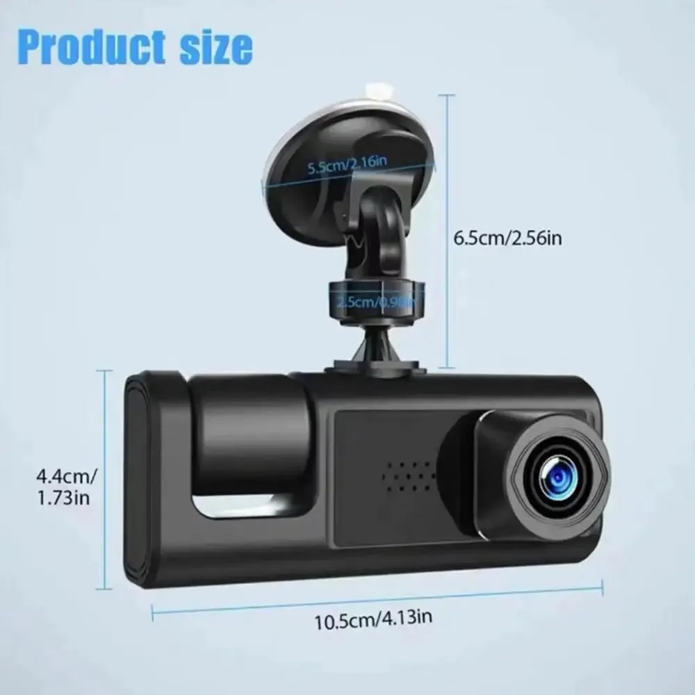 Dual Lens Car Dashboard Camera with Night Vision and Loop Recording