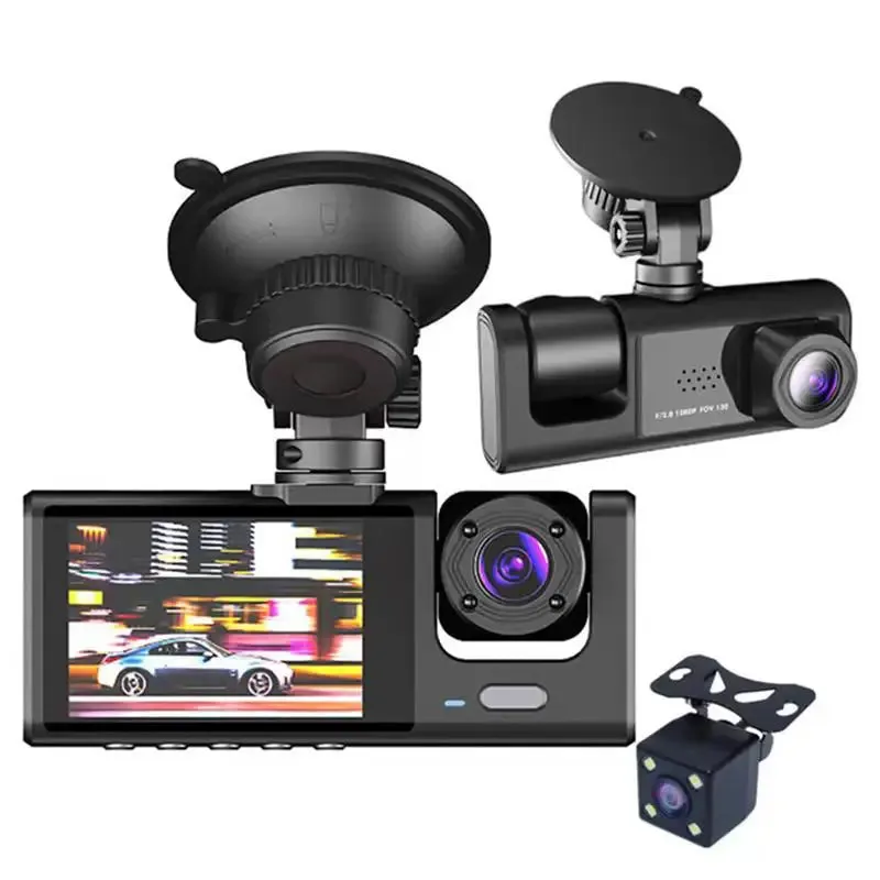 Dual Lens Car Dashboard Camera with Night Vision and Loop Recording