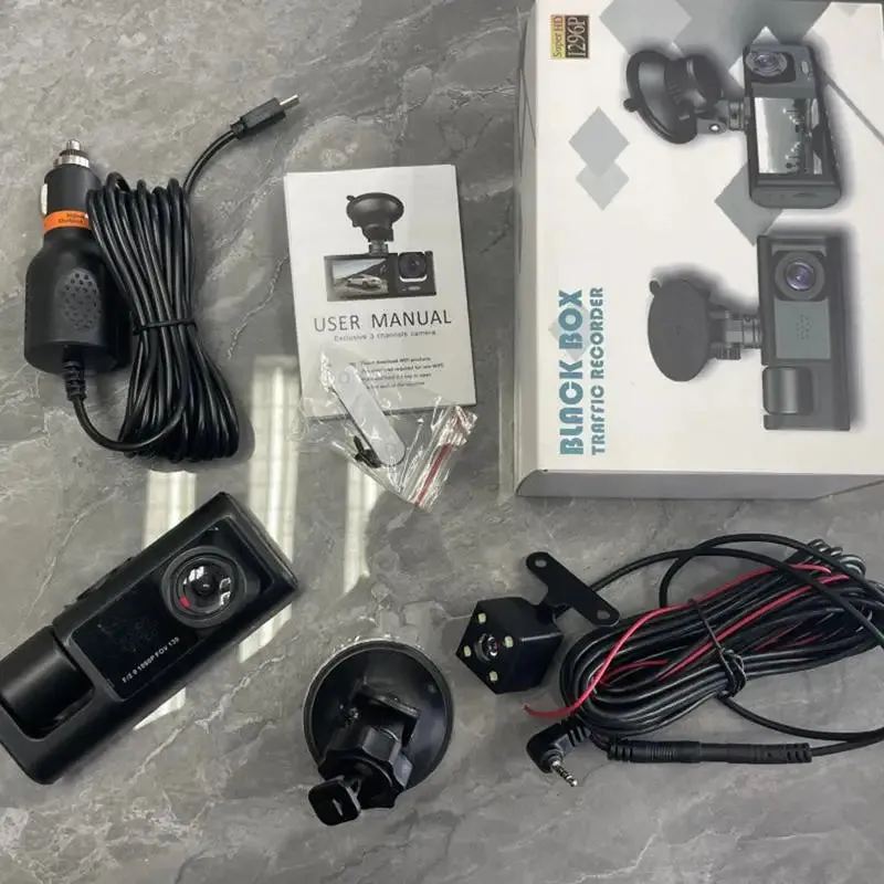 Dual Lens Car Dashboard Camera with Night Vision and Loop Recording