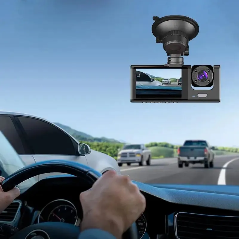 Dual Lens Car Dashboard Camera with Night Vision and Loop Recording