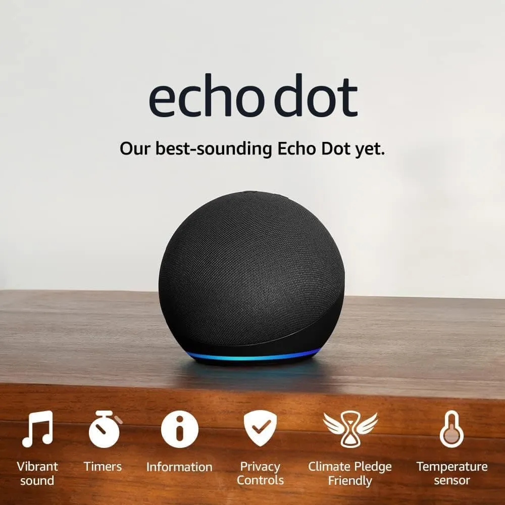 Echo Dot (Newest Model) - Charcoal | Big Sound, Wi-Fi & Bluetooth Smart Speaker with Alexa