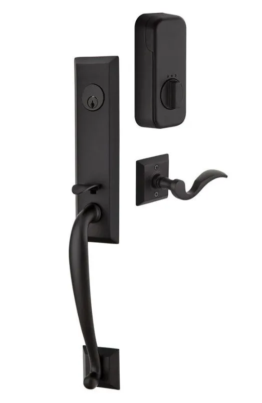 Emtek Single Cylinder Adams Handleset EMPowered Motorized Smart Lock Upgrade With Luzern Lever