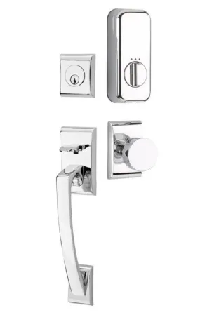 Emtek Single Cylinder Ares Handleset EMPowered Motorized Smart Lock Upgrade With Old Town Glass Knob