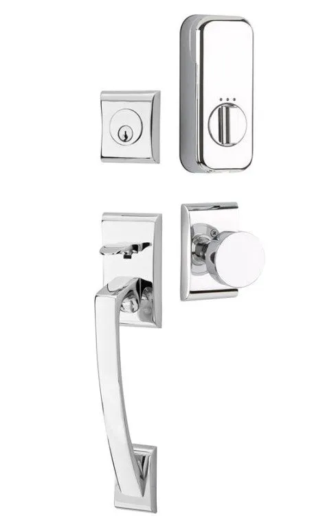 Emtek Single Cylinder Ares Handleset EMPowered Motorized Smart Lock Upgrade With Select T-Bar Hammered Lever