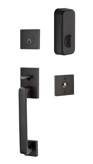 Emtek Single Cylinder Baden Handleset EMPowered Motorized Smart Lock Upgrade With Hammered Egg Knob