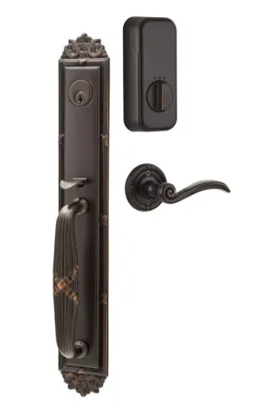 Emtek Single Cylinder Imperial Handleset EMPowered Motorized Smart Lock Upgrade With Providence Glass Knob