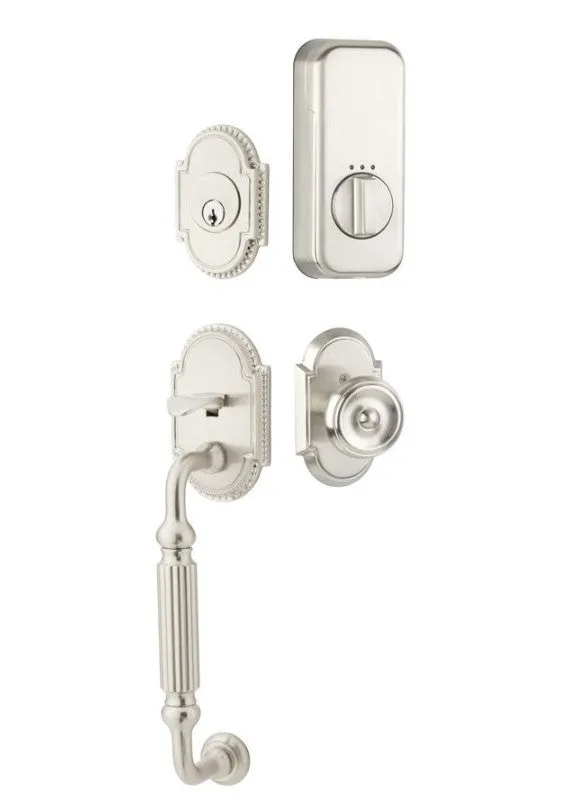 Emtek Single Cylinder Knoxville Handleset EMPowered Motorized Smart Lock Upgrade With Melon Knob