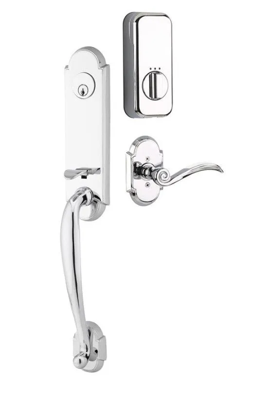 Emtek Single Cylinder Richmond Handleset EMPowered Motorized Smart Lock Upgrade With Georgetown Glass Knob