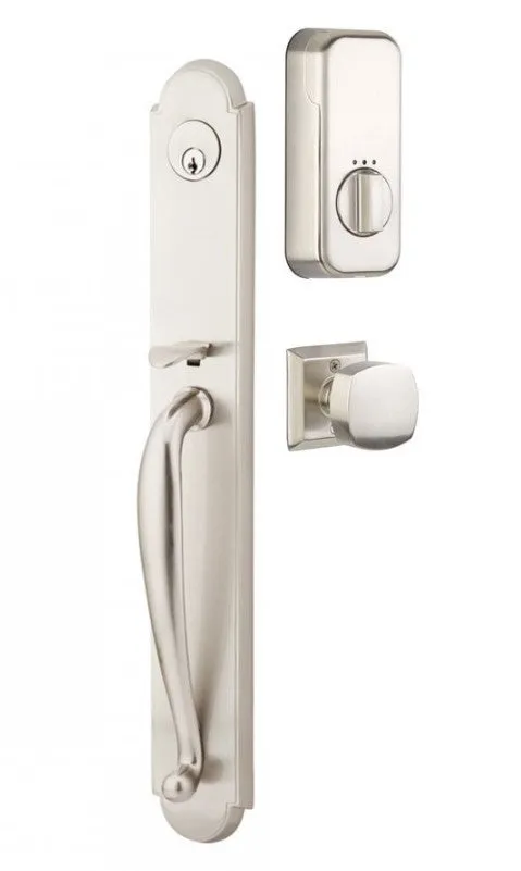 Emtek Single Cylinder Wilmington Handleset EMPowered Motorized Smart Lock Upgrade With Argos Lever