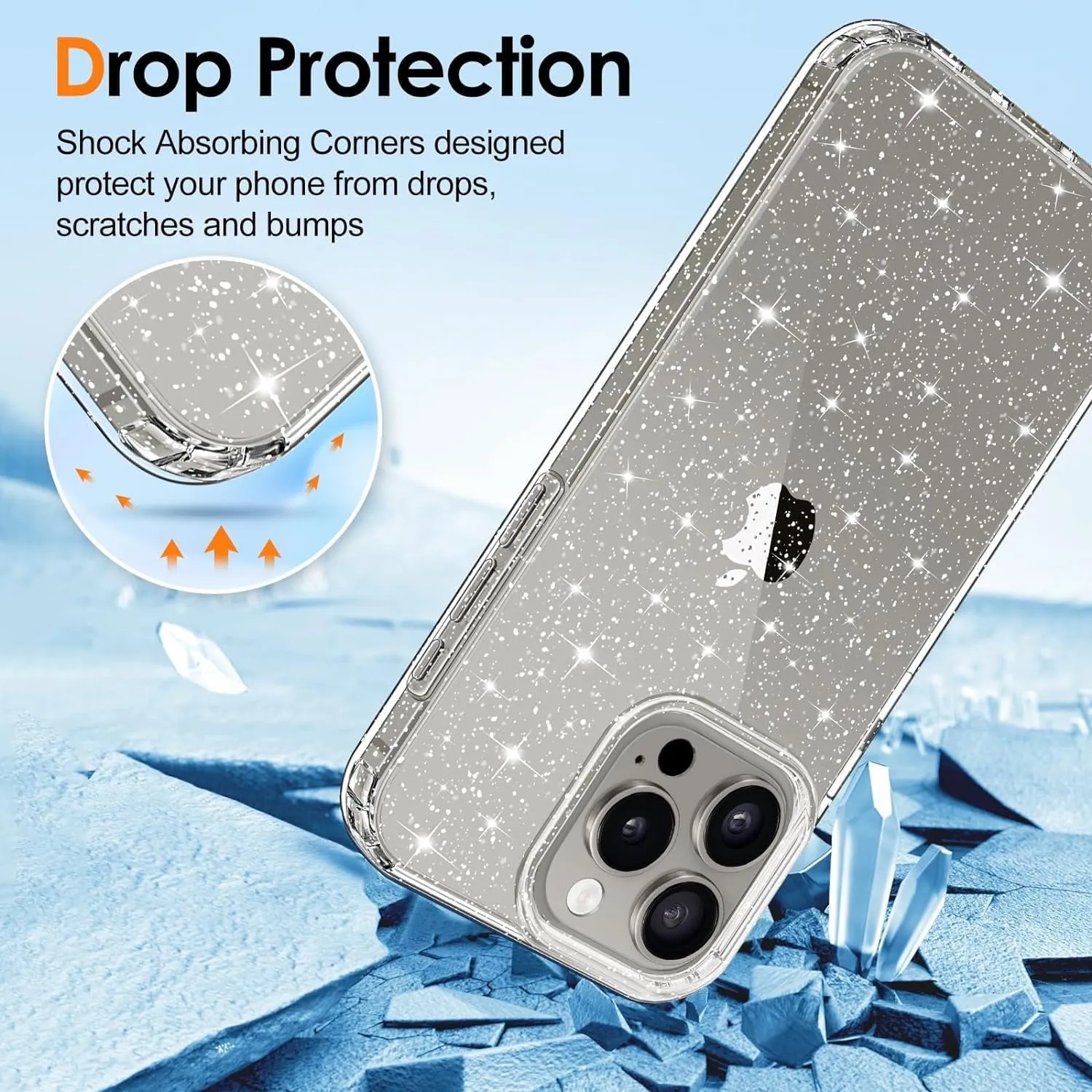 Entronix Apple iPhone 15 Pro Max/14 Pro Max [Magnetic-Compatible] Crystal Clear Case - Glitter