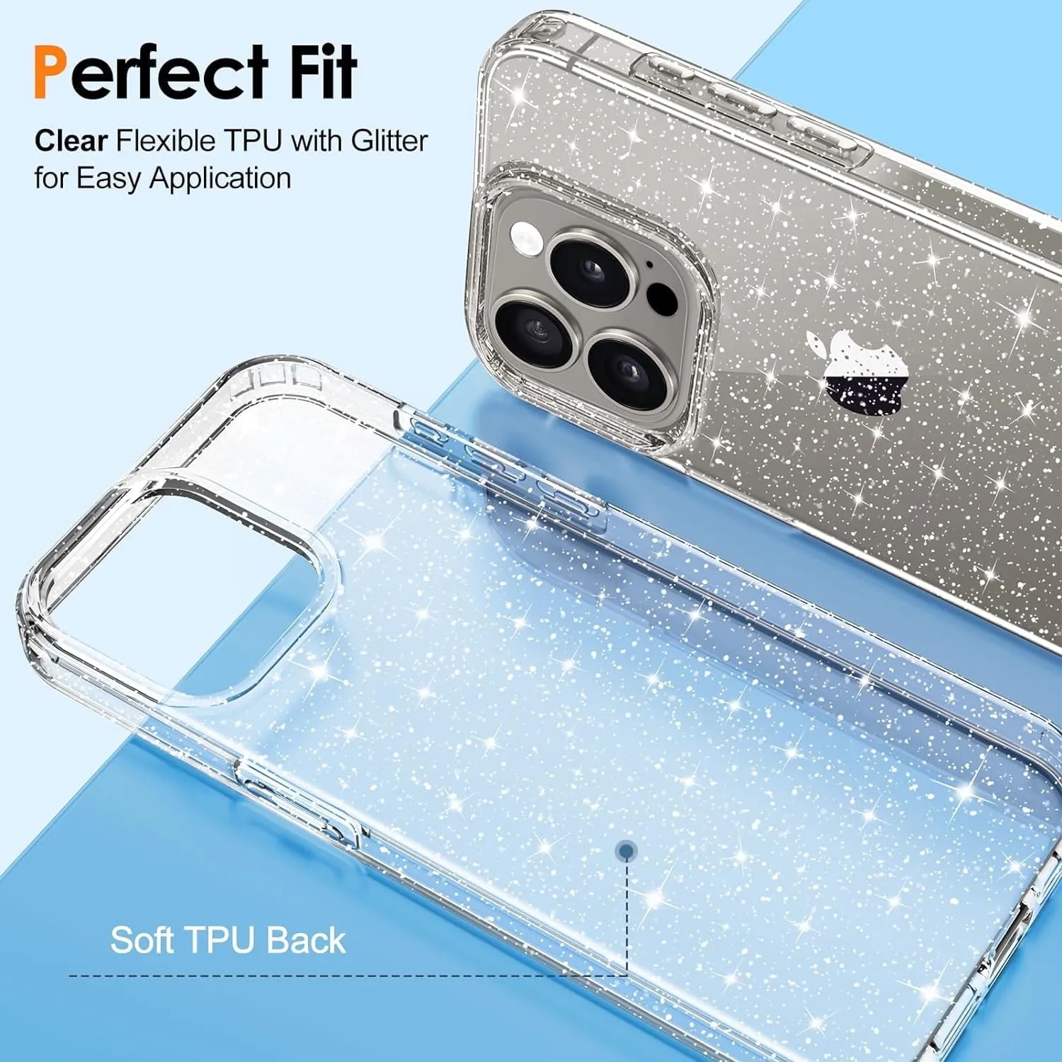 Entronix Apple iPhone 15 Pro Max/14 Pro Max [Magnetic-Compatible] Crystal Clear Case - Glitter