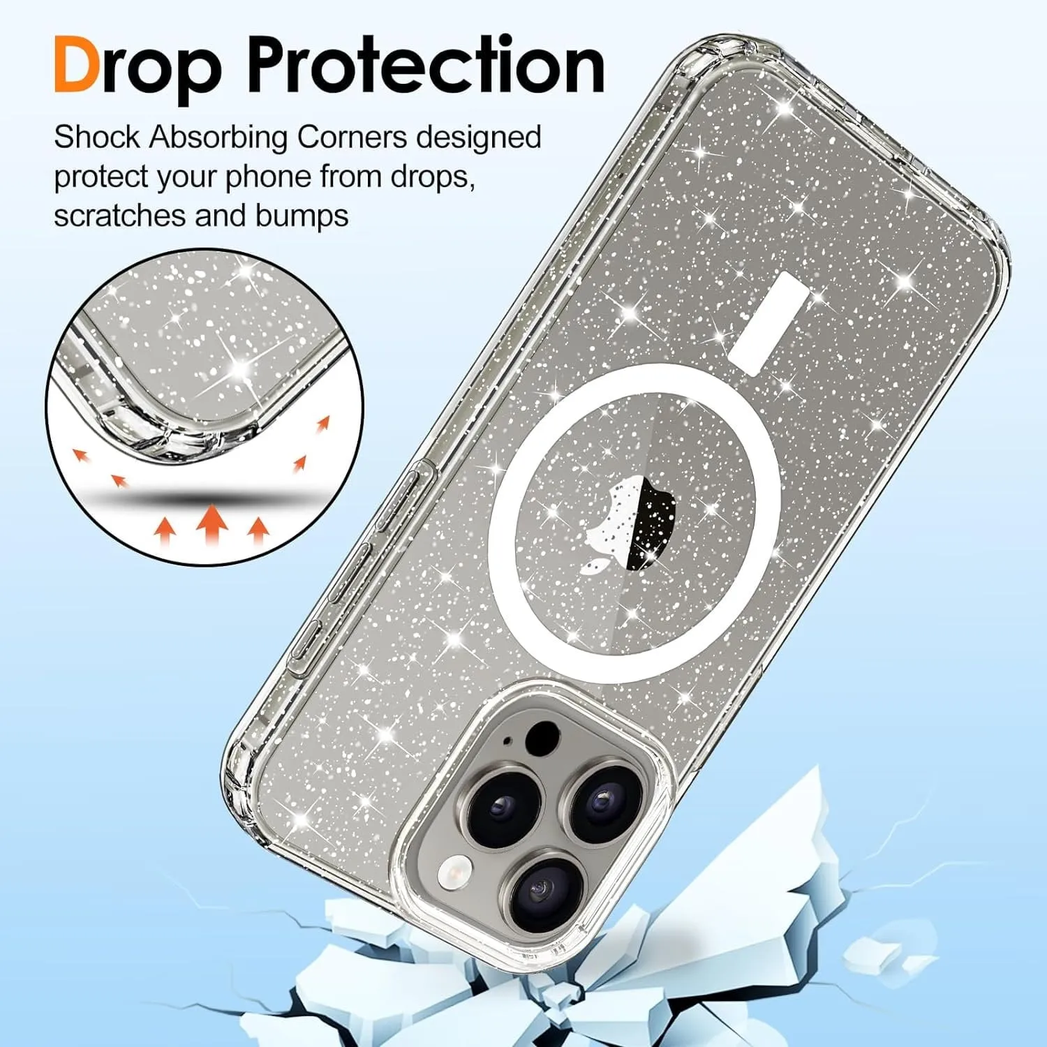 Entronix Apple iPhone 15/14/13 [Magnetic-Compatible] Crystal Clear Case - Glitter