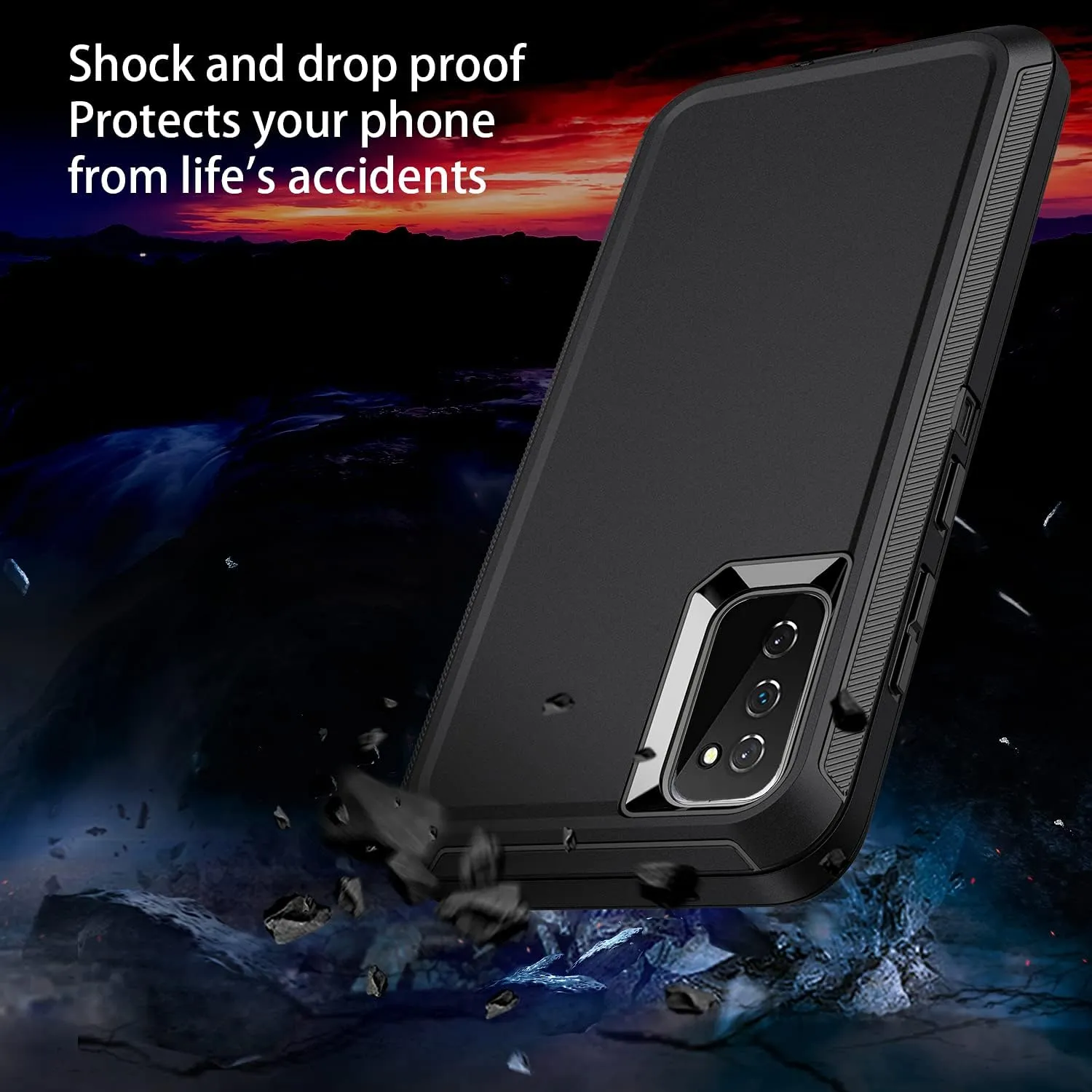 Entronix Heavy Duty Case for Samsung Galaxy A12, Triple-Layer & Full Protection,