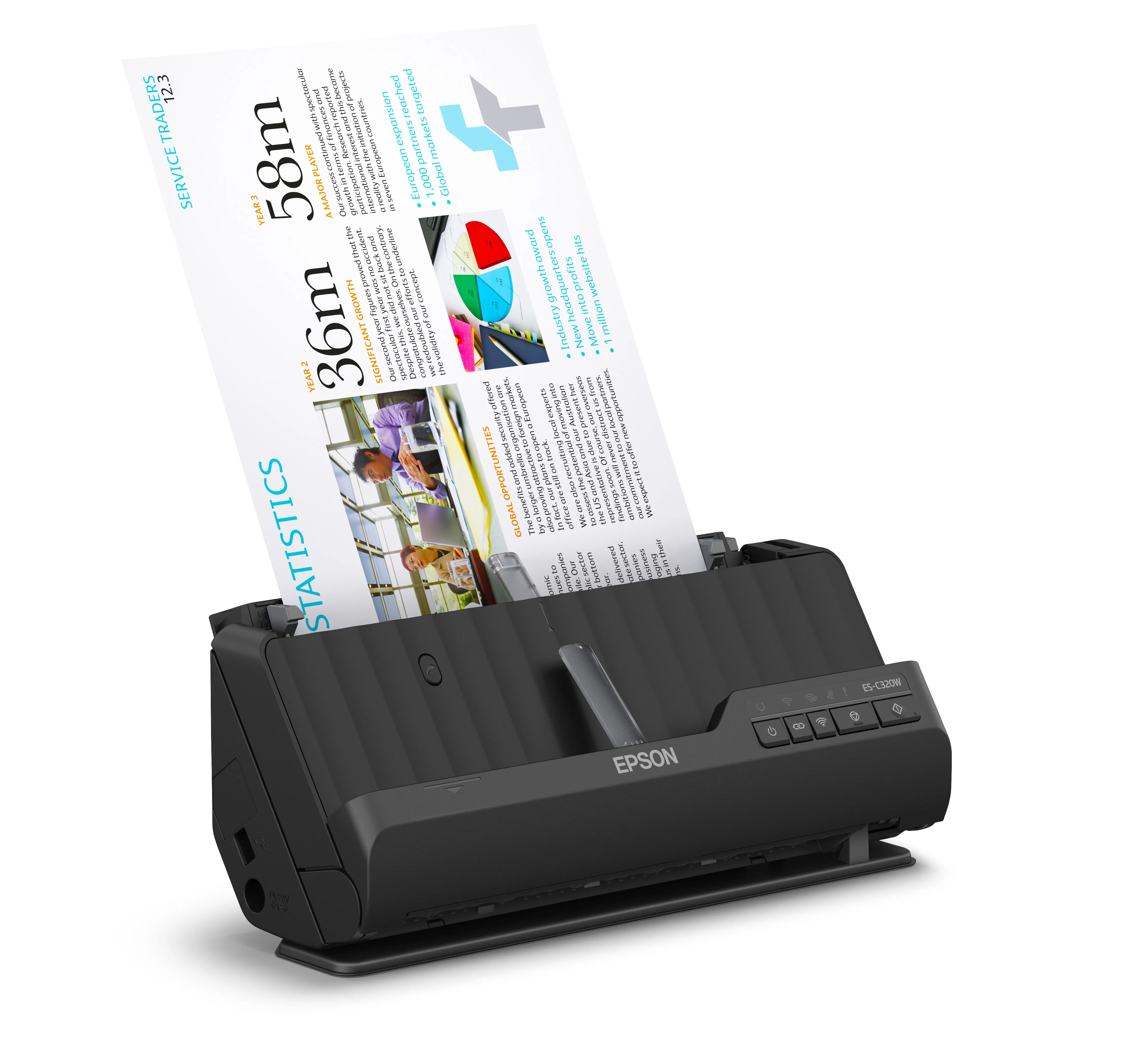 Epson Es-C320w - Sheetfed Scanner - Duplex - A4/Legal - 600 Dpi X 600 Dpi - Adf (20 Sheets) - Up To 3500 Scans Per Day -