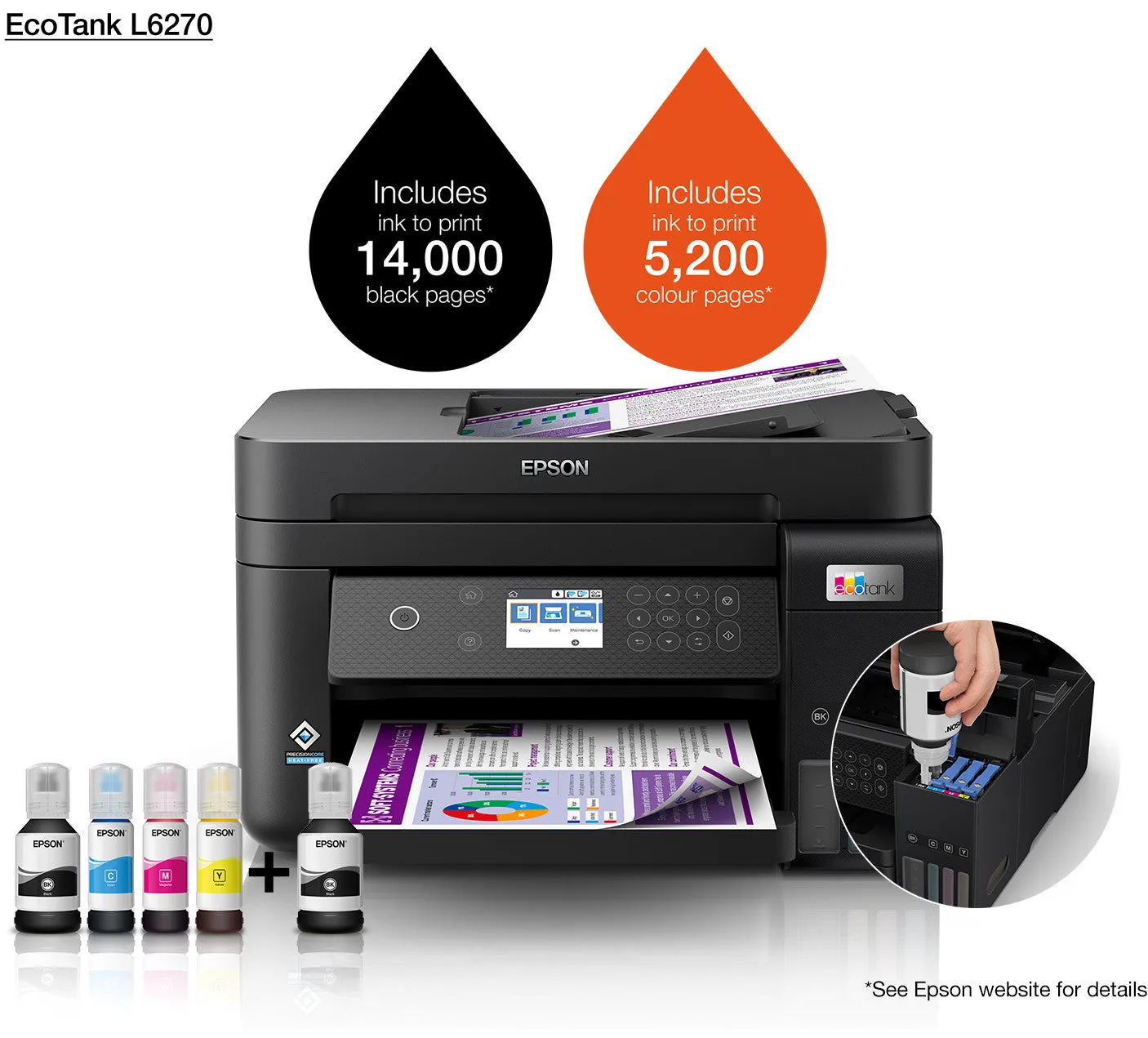 Epson Printer A4 Colour 3In1 Printer With Wi-Fi  Black L3251