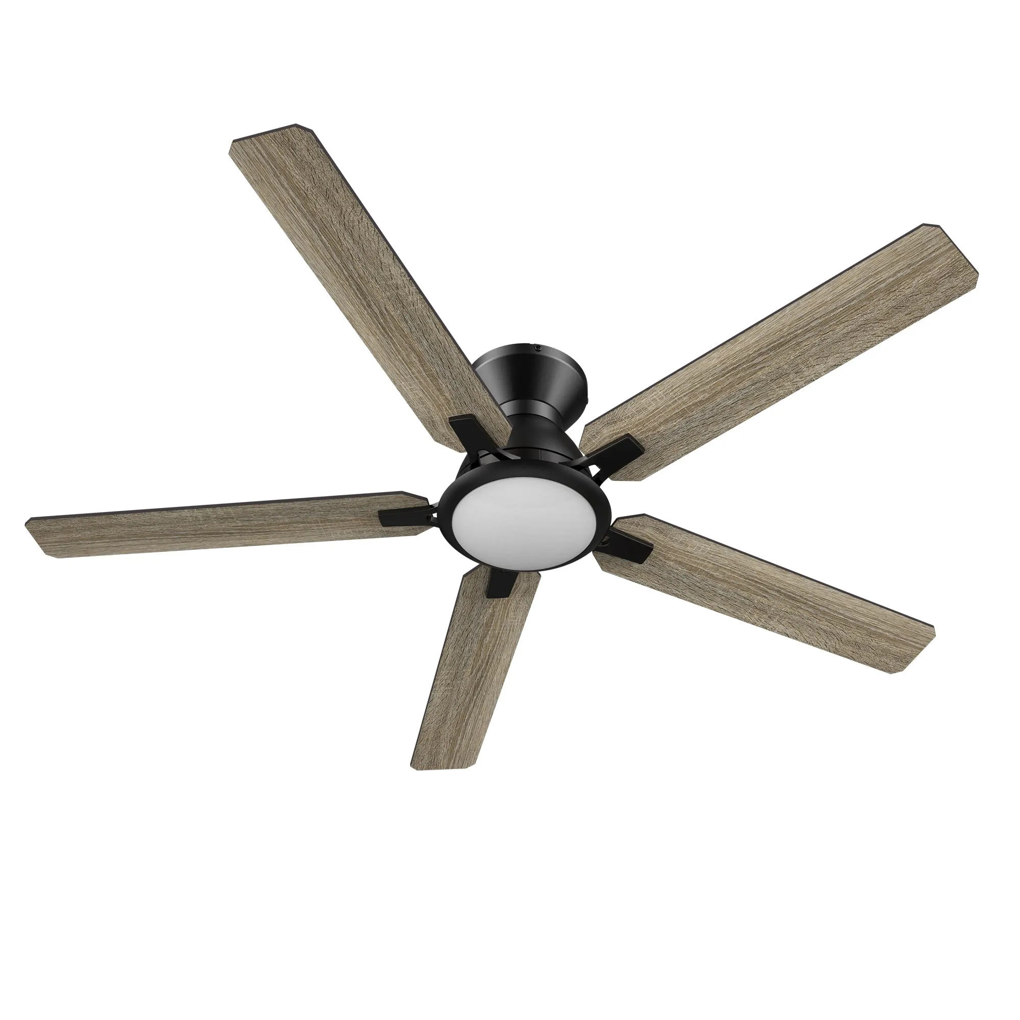 ESPEAR 52 inch Flush Mount 5-Blade Smart Ceiling Fan with LED Light Kit & Remote - Black/Walnut & Barnwood (Reversible Blades)