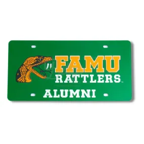 Florida A&M University FAMU Rattlers Alumni Laser Engraved Mirrored Acrylic Auto Tag License Plate