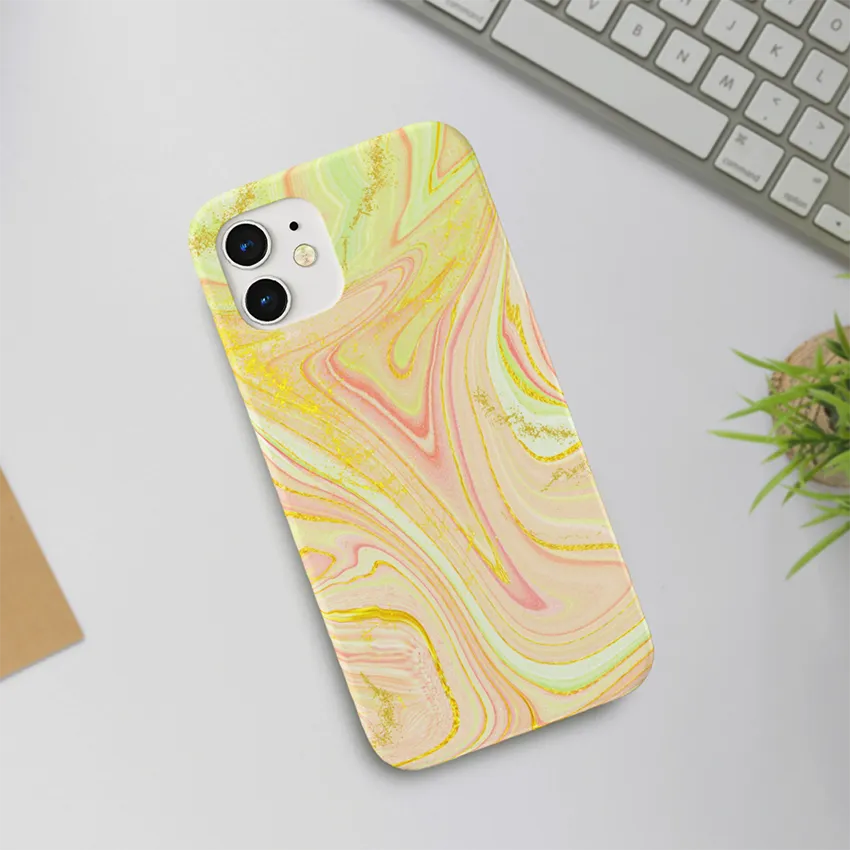 Flowing Marble Shades Slim Case Cover With Same Design Holder