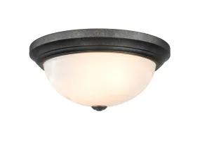 Flush Mount Fixture - Burnished Gold - Faux Alabaster Glass - 13in. Diameter - E26 Medium Base