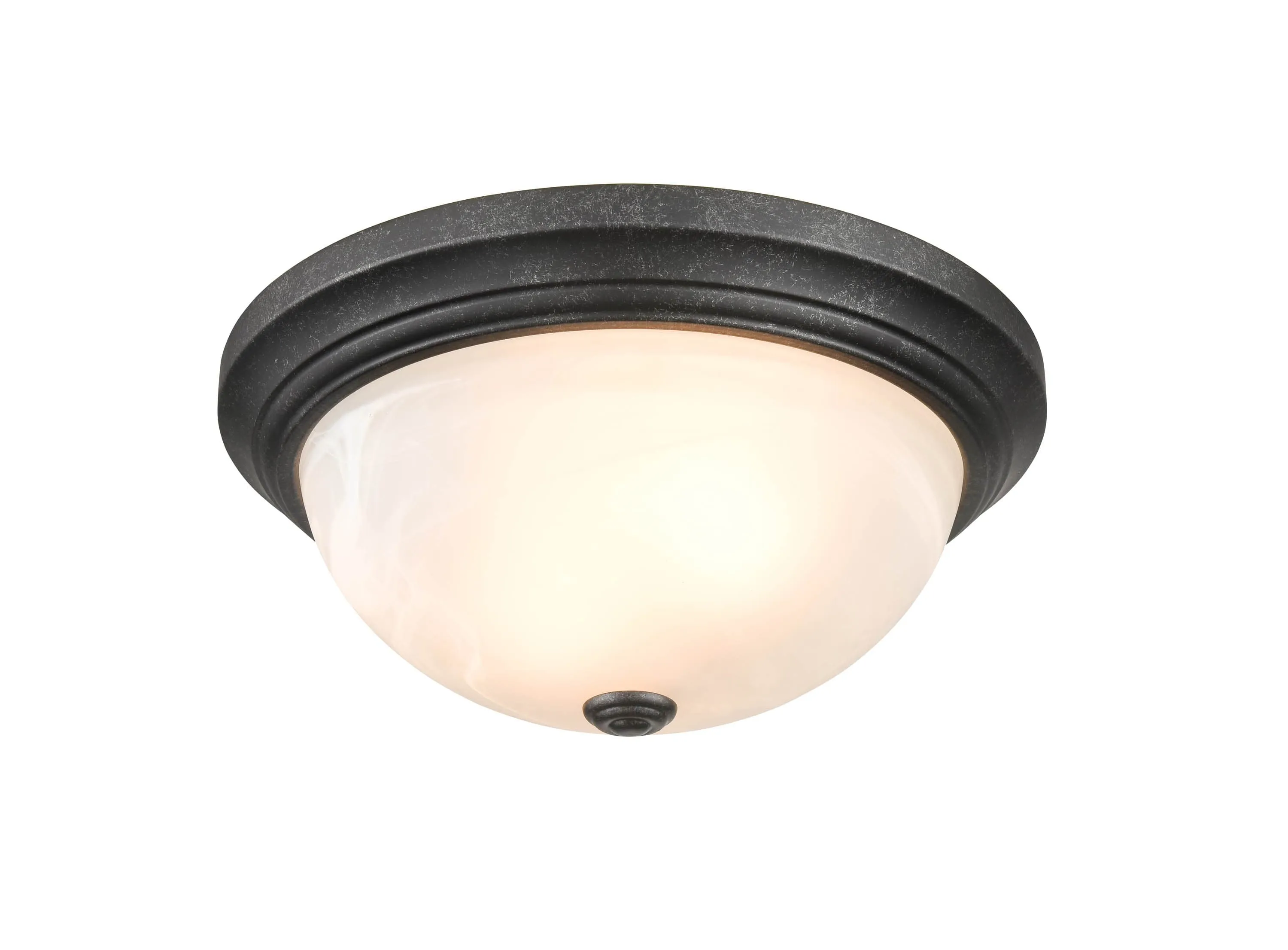 Flush Mount Fixture - Burnished Gold - Faux Alabaster Glass - 13in. Diameter - E26 Medium Base