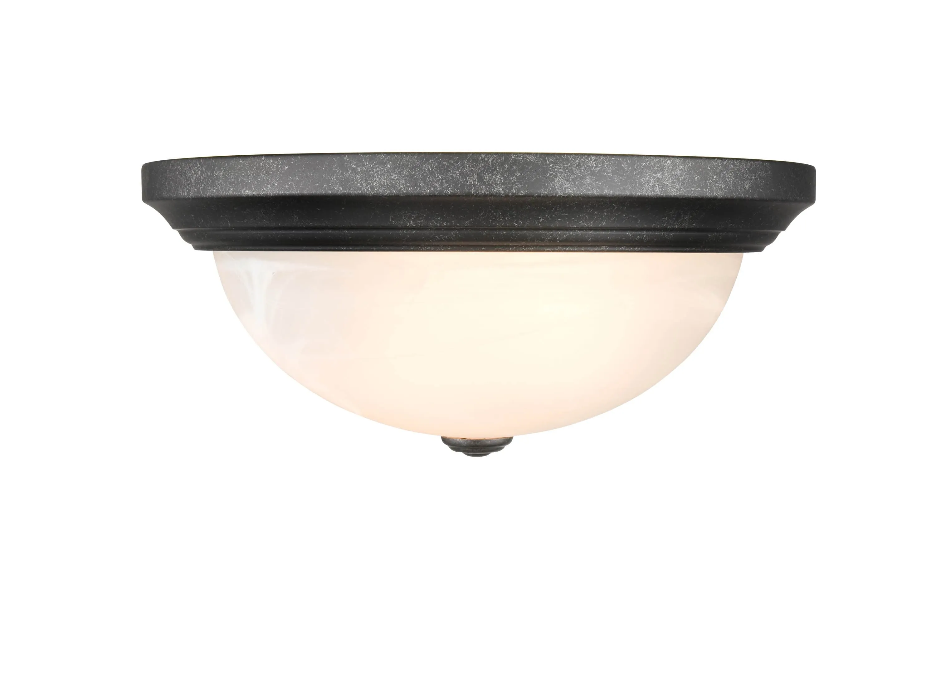 Flush Mount Fixture - Burnished Gold - Faux Alabaster Glass - 13in. Diameter - E26 Medium Base