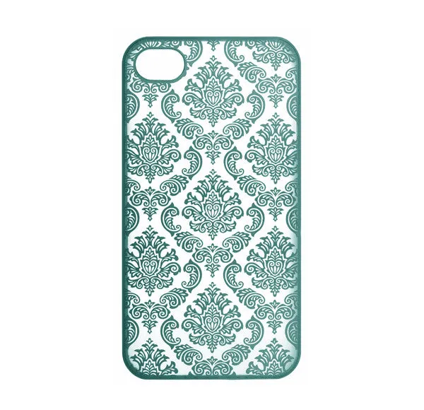 For Apple iPhone 4 Case, Ultra Slim Damask Vintage Case Cover - Teal