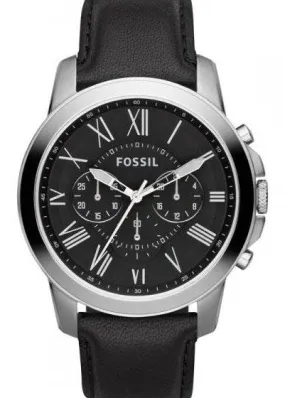 FOSSIL GENTS GRANT CHRONOGRAPH BLACK DIAL BLACK LEATHER FS4812