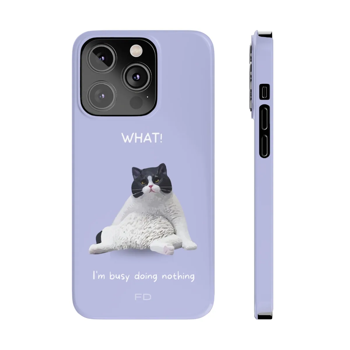 Funny Cat Theme Purple Slim Case for iPhone 14, 14 PRO and 14 PRO MAX