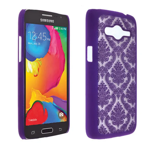 Galaxy Avant/G386T Case, Ultra Slim Damask Vintage Case Cover - Purple