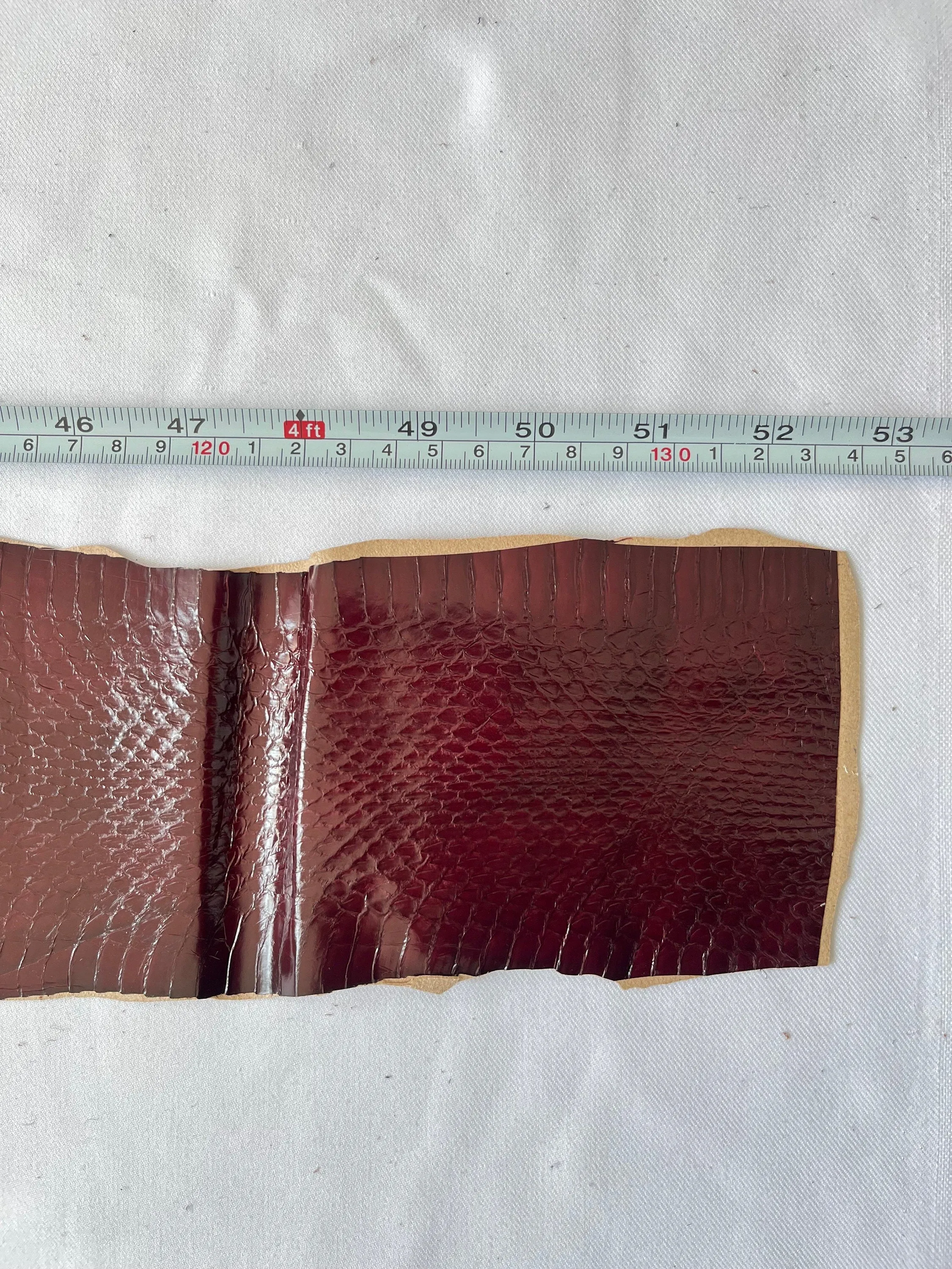 Genuine snake leather hide, thin and glossy color bordo, thickness 0,3mm(1 oz)