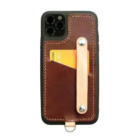 Handmade Coffee Leather iPhone 11 Pro Case with Card Holder CONTRAST COLOR iPhone 11 Leather Case