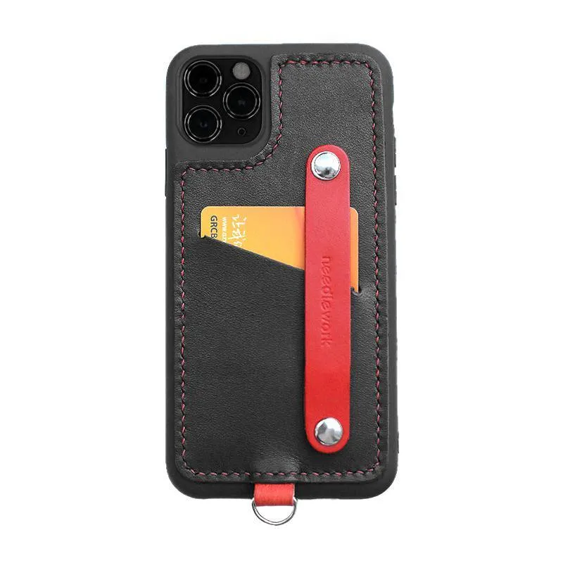 Handmade Coffee Leather iPhone 11 Pro Case with Card Holder CONTRAST COLOR iPhone 11 Leather Case