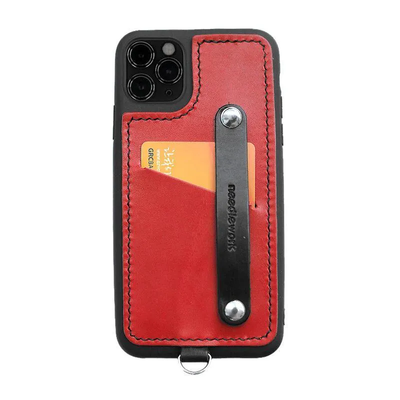 Handmade Coffee Leather iPhone 11 Pro Case with Card Holder CONTRAST COLOR iPhone 11 Leather Case