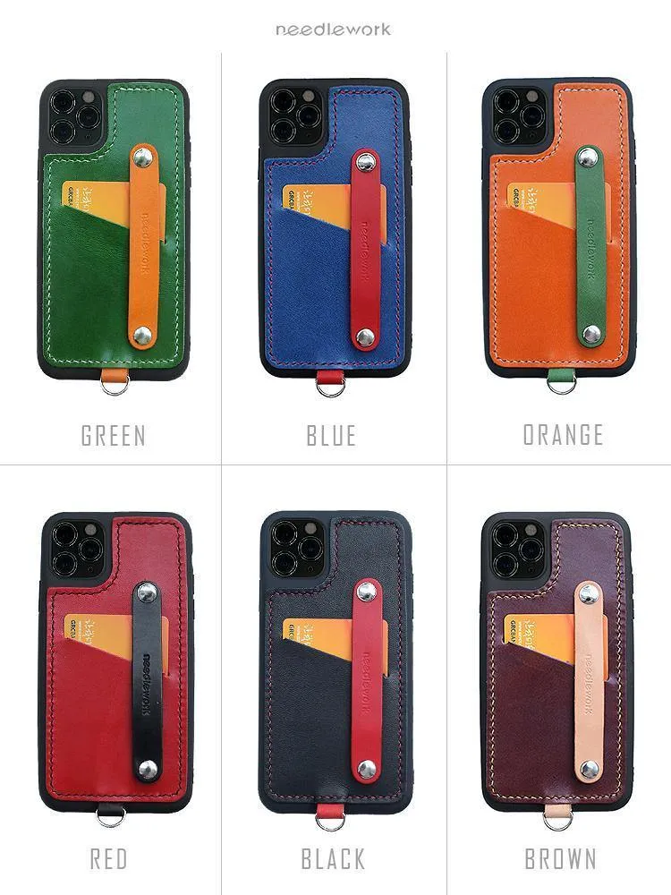 Handmade Coffee Leather iPhone 11 Pro Case with Card Holder CONTRAST COLOR iPhone 11 Leather Case