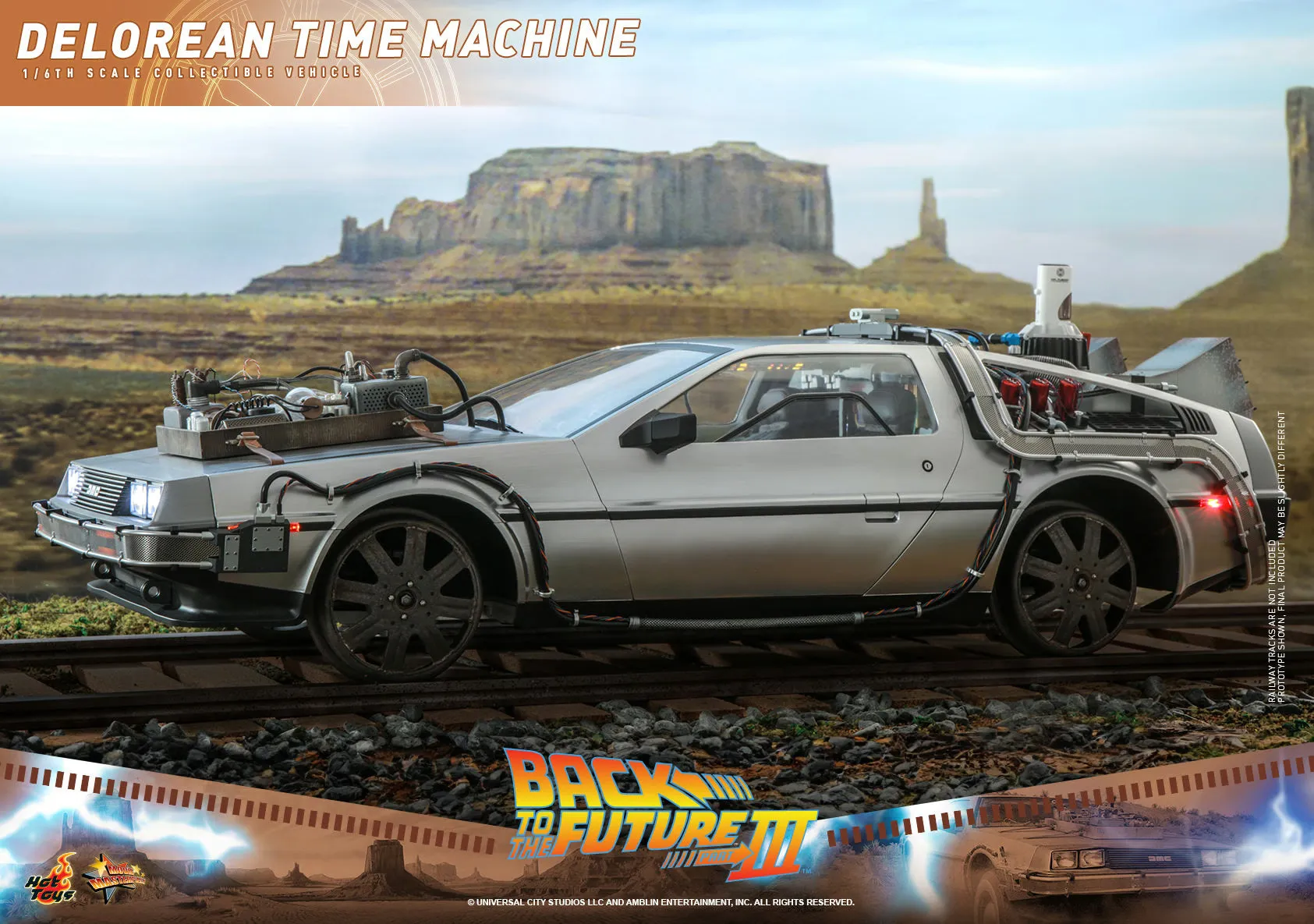 Hot Toys Back To The Future Part III The Delorean Time Machine 1/6 Scale Collectible Figure Vehicle