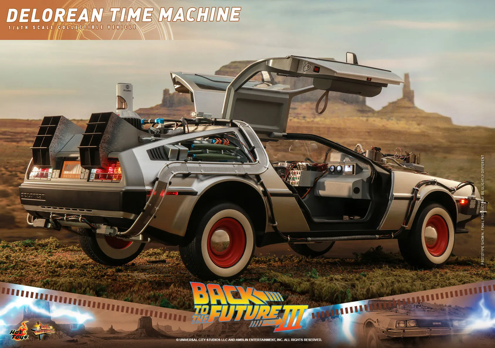 Hot Toys Back To The Future Part III The Delorean Time Machine 1/6 Scale Collectible Figure Vehicle