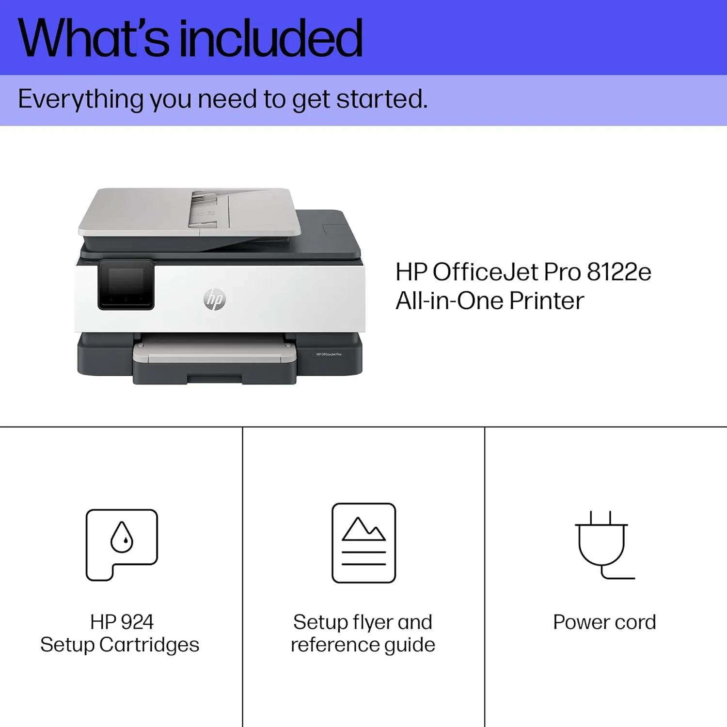 HP OfficeJet Pro 8122e All-in-One Printer - Print, Scan, Copy, ADF, Colour, HP  with 3 Months Instant Ink & 3-Year Warranty