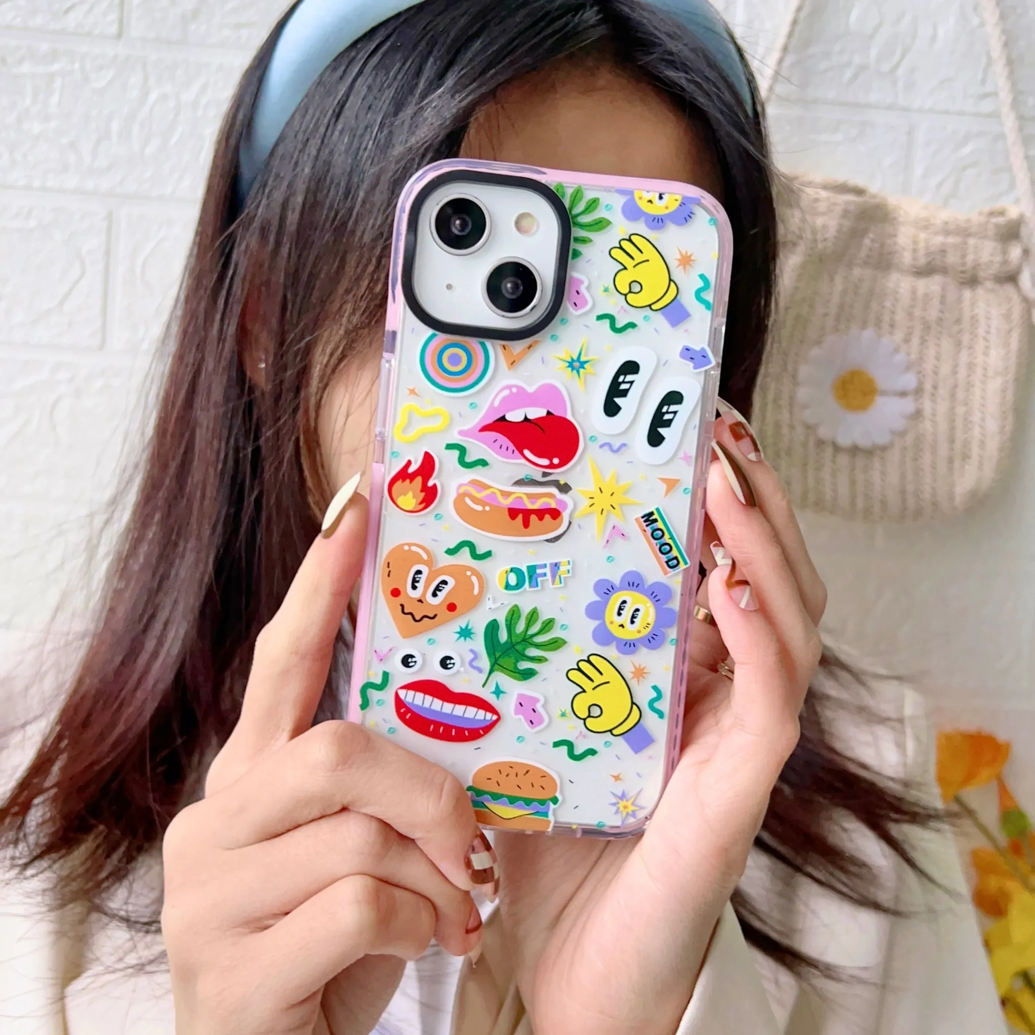 Impact Proof Silicon Case For iPhone ( Cute Sticker Design  )