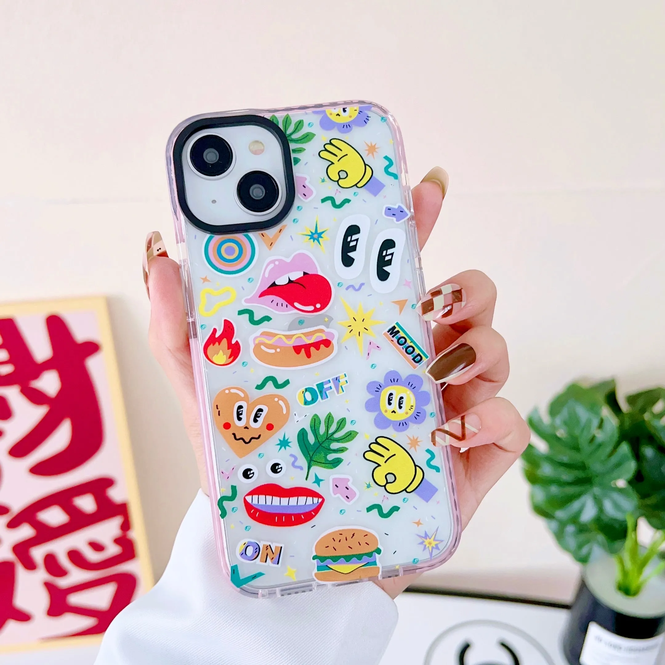 Impact Proof Silicon Case For iPhone ( Cute Sticker Design  )