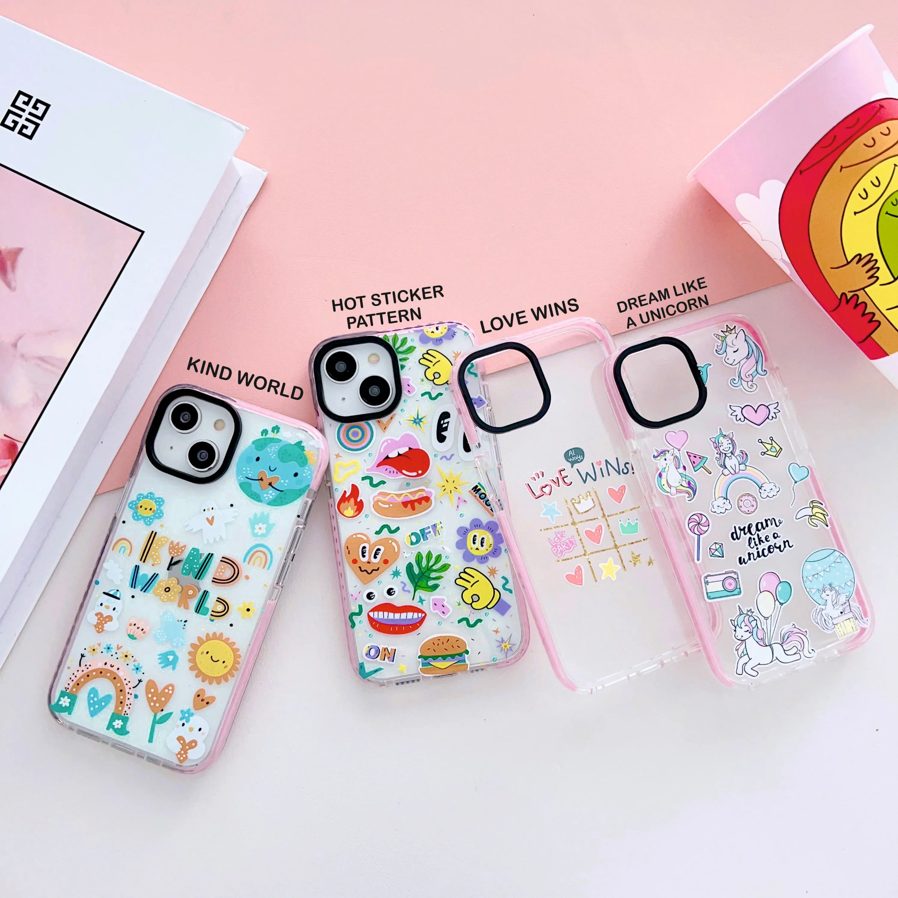 Impact Proof Silicon Case For iPhone ( Cute Sticker Design  )