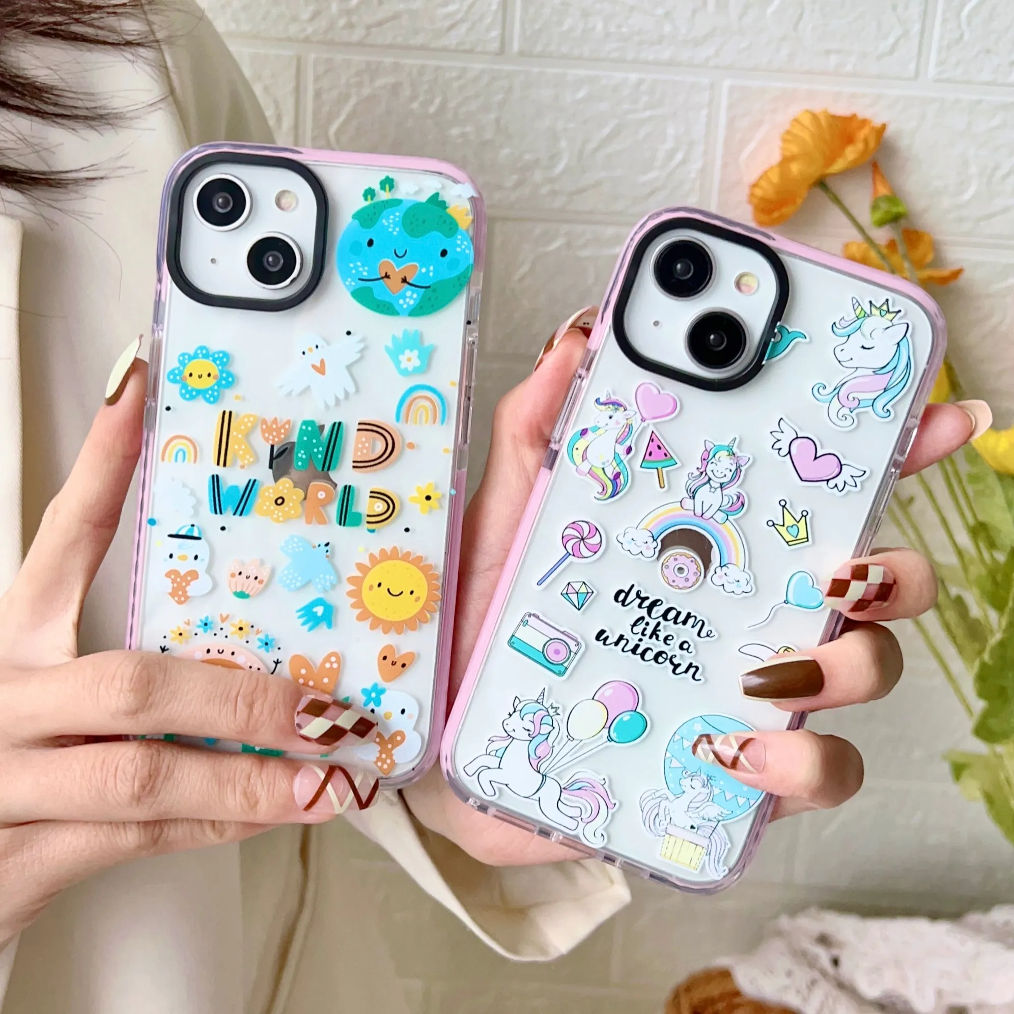 Impact Proof Silicon Case For iPhone ( Cute Sticker Design  )