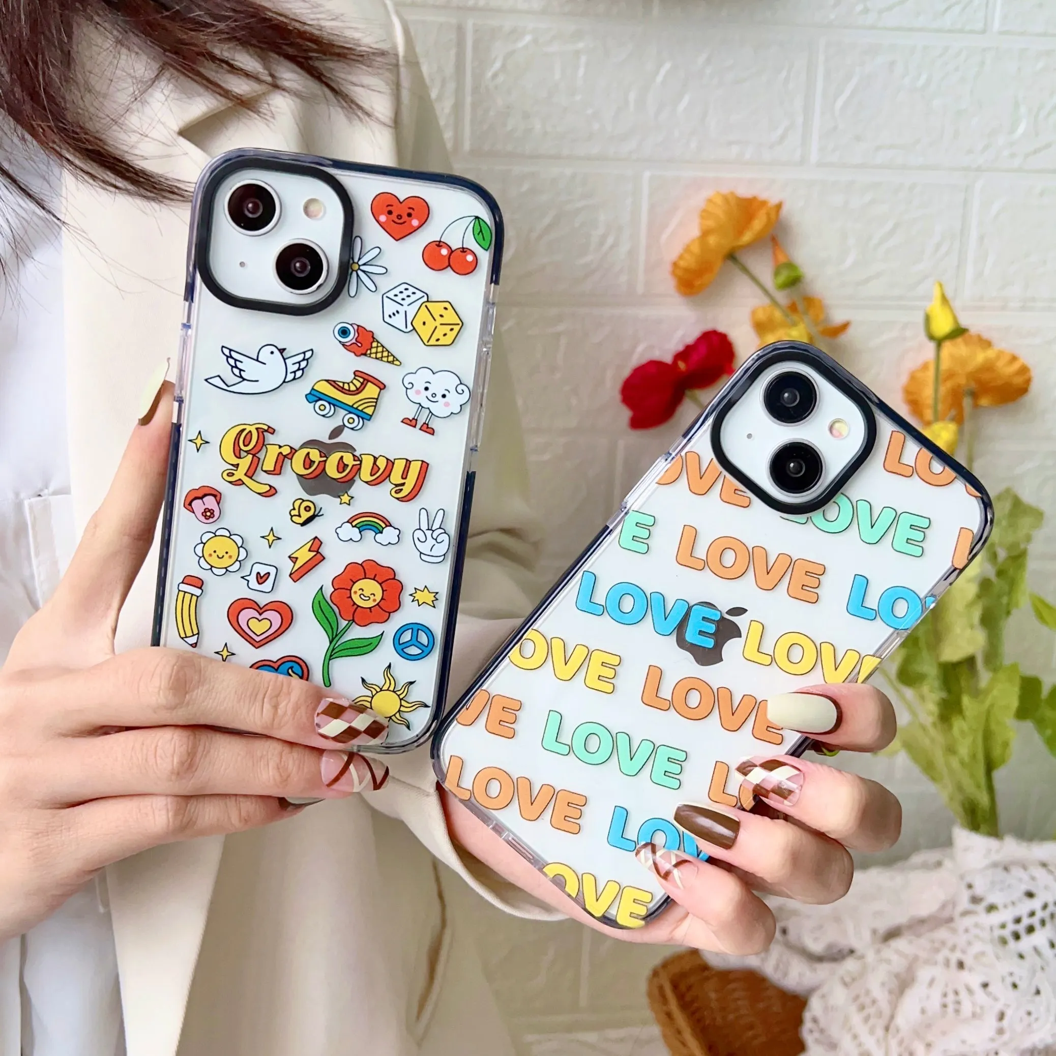 Impact Proof Silicon Case For iPhone ( Love Stickers )