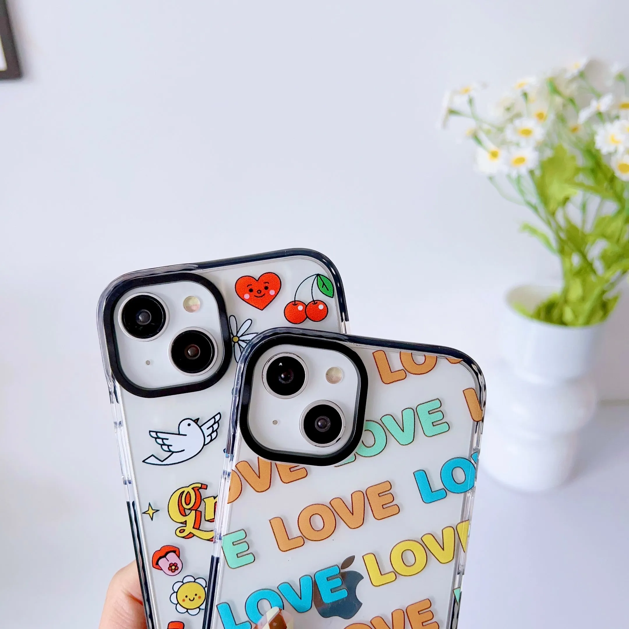 Impact Proof Silicon Case For iPhone ( Love Stickers )