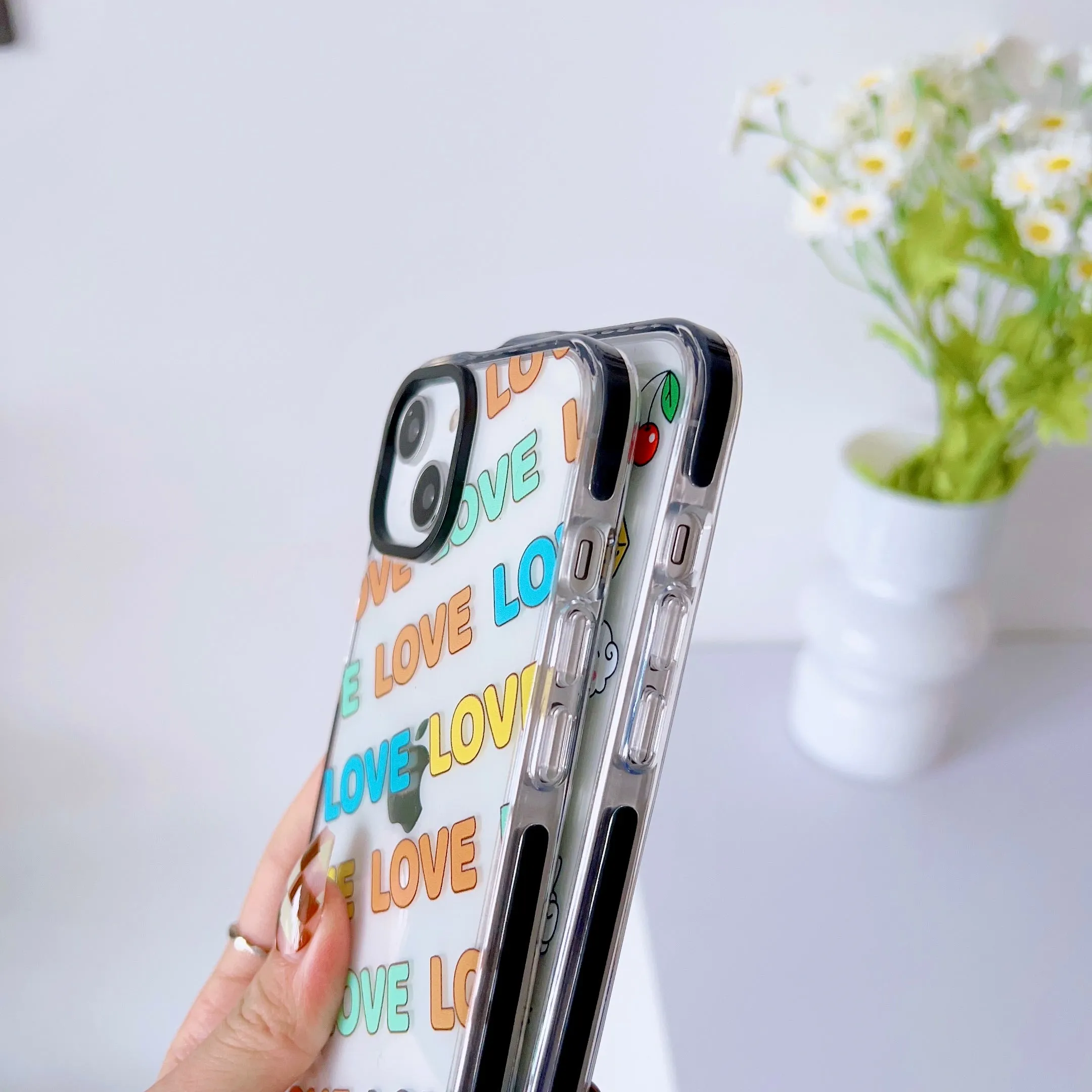 Impact Proof Silicon Case For iPhone ( Love Stickers )