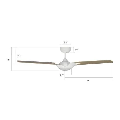 Innovator White/Modern Wood Pattern/Wood 3 Blade Smart Ceiling Fan with Dimmable LED Light Kit Works with Remote Control, Wi-Fi apps and Voice control via Google Assistant/Alexa/Siri