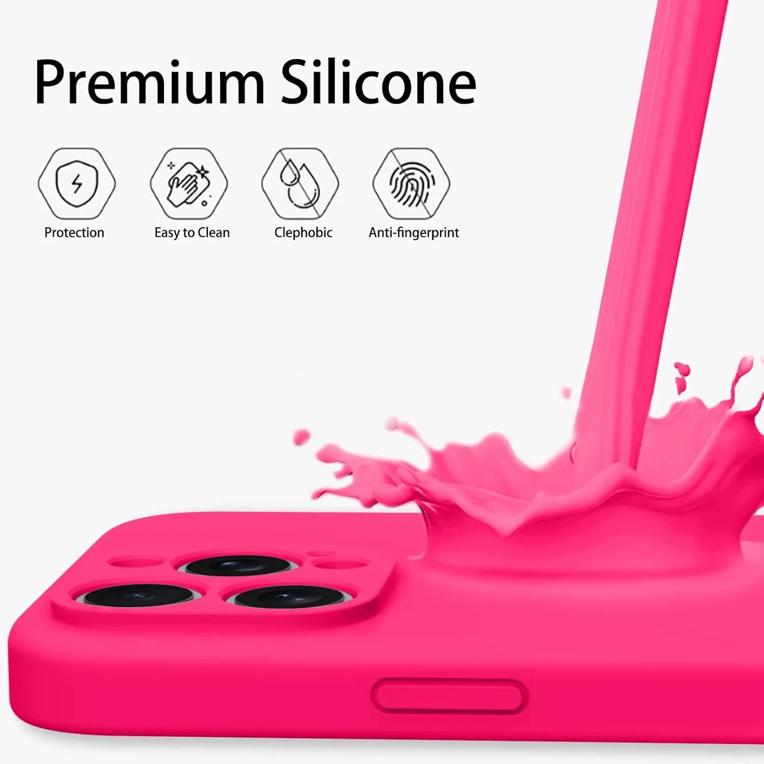 iPhone 16 Pro Case Phone Case iPhone 16 Pro[ Lining Shockproof Phone Cover 6.3", Hot Pink