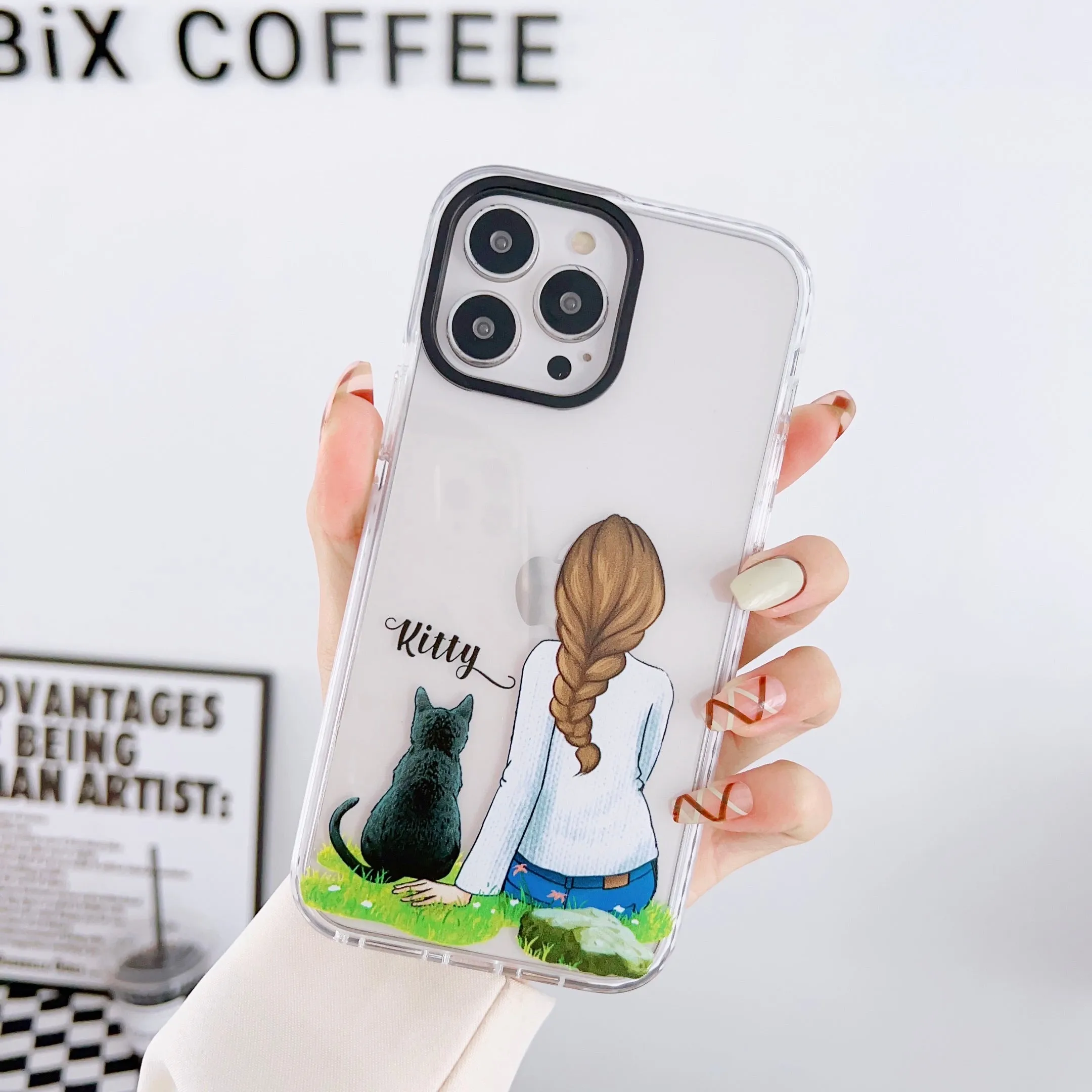 iPhone Impact Proof Customised Silicon Case ( Girl With A Cat )