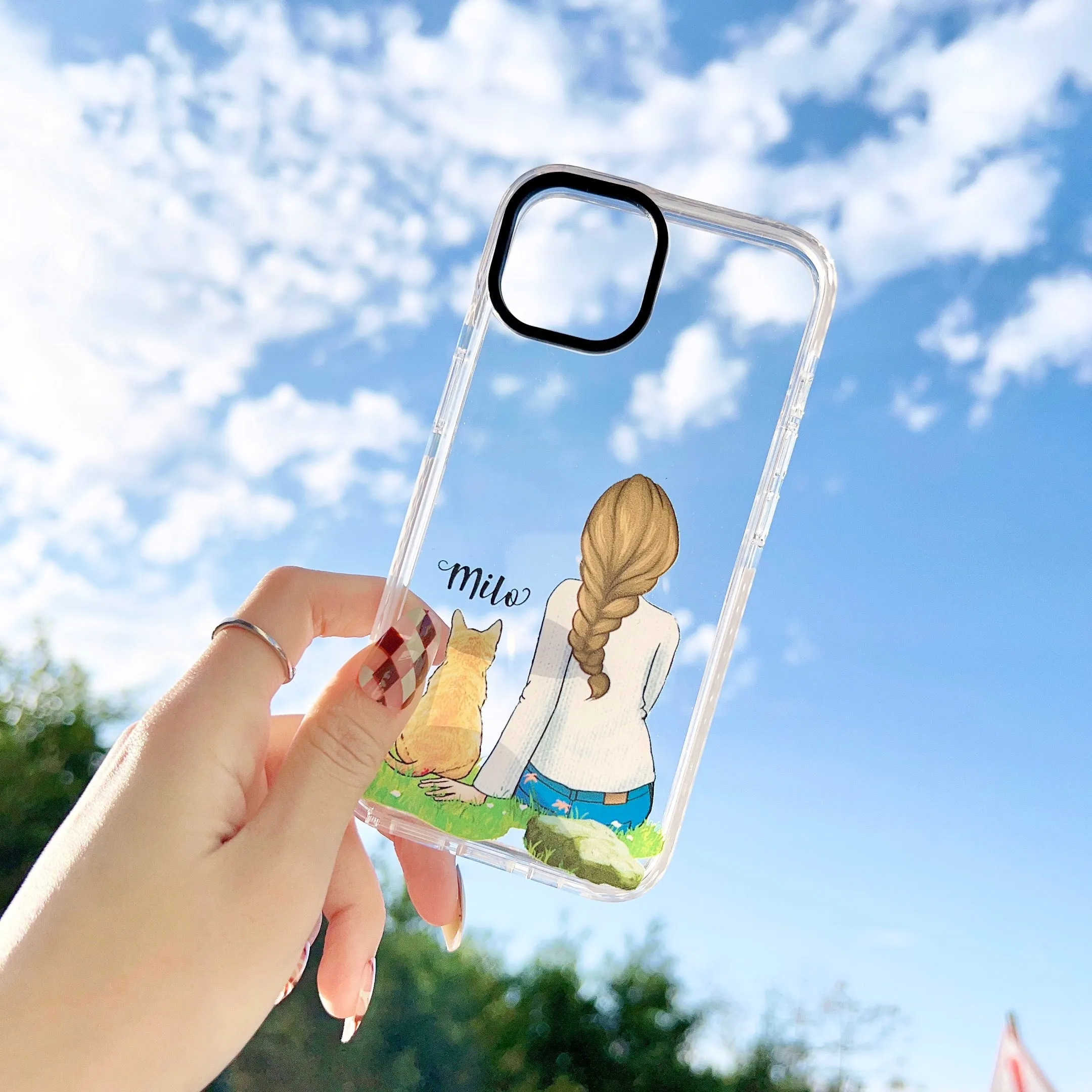 iPhone Impact Proof Customised Silicon Case ( Girl With A Cat )